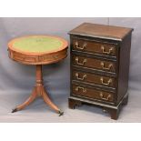 REPRODUCTION MAHOGANY FURNITURE, 2 ITEMS - a line inlaid four drawer chest on corner bracket feet,