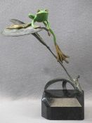 IN THE STYLE OF TIM COTTERILL limited edition bronze and enamelled frog sculpture 68/250 on a black