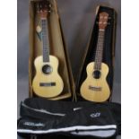 MUSIC SHOP STOCK - ukuleles (2) including a Taiga Coral Concert model T-32 with zip-up canvas