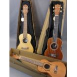 *MUSIC SHOP STOCK - Taiga & Halona ukuleles (3) including a Taiga Coral Model T-32 with canvas case,