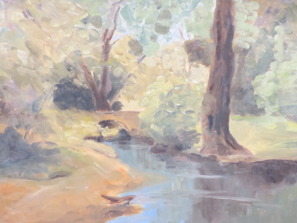 MODERN OILS ON BOARD (3) - C W JOHNSON - river scene, 29 x 39cms, WALSH - 'Grasmere', 29 x 39cms and - Image 6 of 7