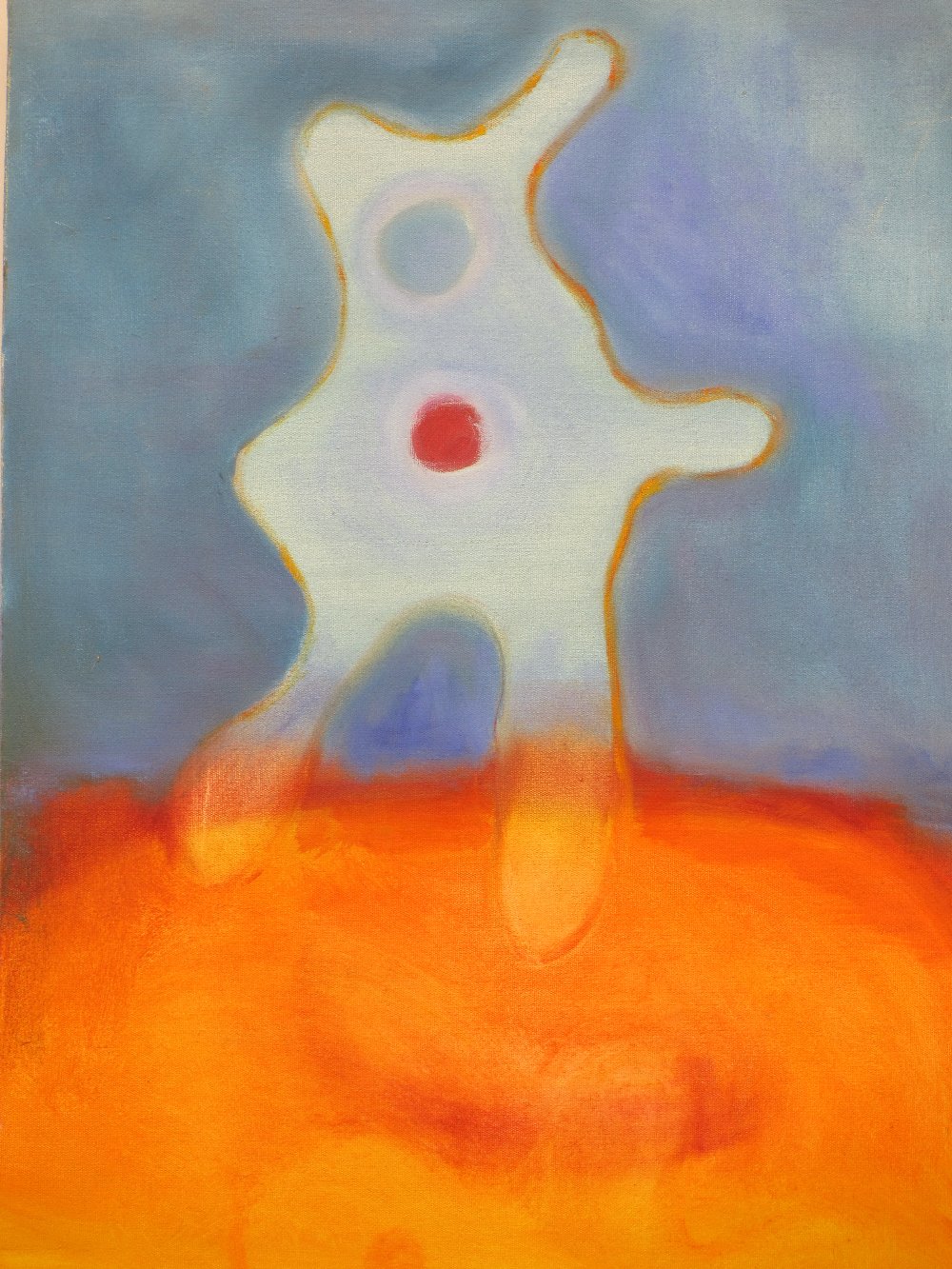 MARJORIE STODDARD large abstract oil on canvas - entitled 'Glow' on label with original price, 92 - Image 4 of 4