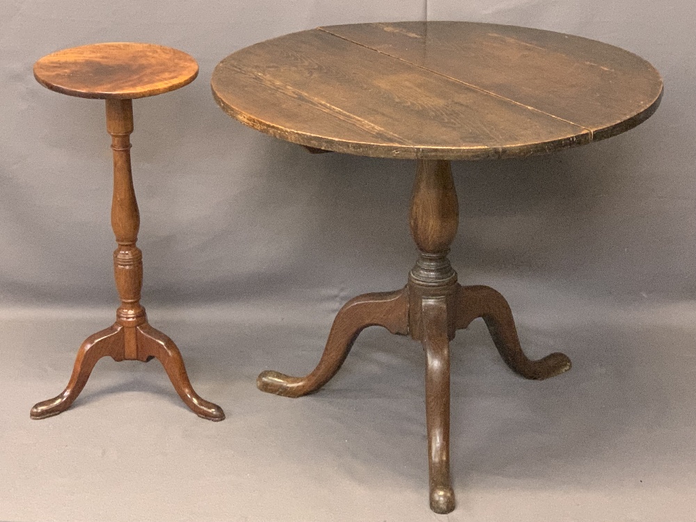 EARLY 19TH CENTURY TABLES (2) - to include a mahogany candle stand with turned column and tripod