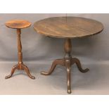 EARLY 19TH CENTURY TABLES (2) - to include a mahogany candle stand with turned column and tripod