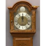 ELLIOTT OF LONDON WALNUT CASED GRANDMOTHER CLOCK - having pierced gilt mask spandrels and silvered