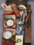 VINTAGE POCKET WATCHES & MIXED COLLECTABLES GROUP - a Chester silver cased example, the dial