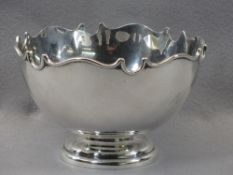 SILVER PEDESTAL FRUIT BOWL - Birmingham 1903, Maker Barker Brothers, having a shaped foldover rim