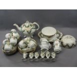 VICTORIAN BREAKFAST SET - in green and gilt, 40 plus pieces including teapot, muffin dish and six