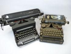 VINTAGE TYPEWRITERS (2) - an early 20th Century Royal Standard and a larger Olivetti with canvas