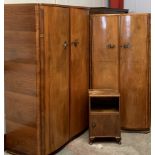 CWS BEDROOM FURNITURE comprising lady's wardrobe, 176cms H, 93cms W, 58cms D and gent's wardrobe,