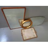 MIRRORS - an assortment including a walnut framed bevelled glass oblong mirror, 42 x 69cms, a