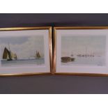 CHARLES BELL limited edition (91/250) and (37/250) prints, a pair - titled 'Brown Sails, Conwy'