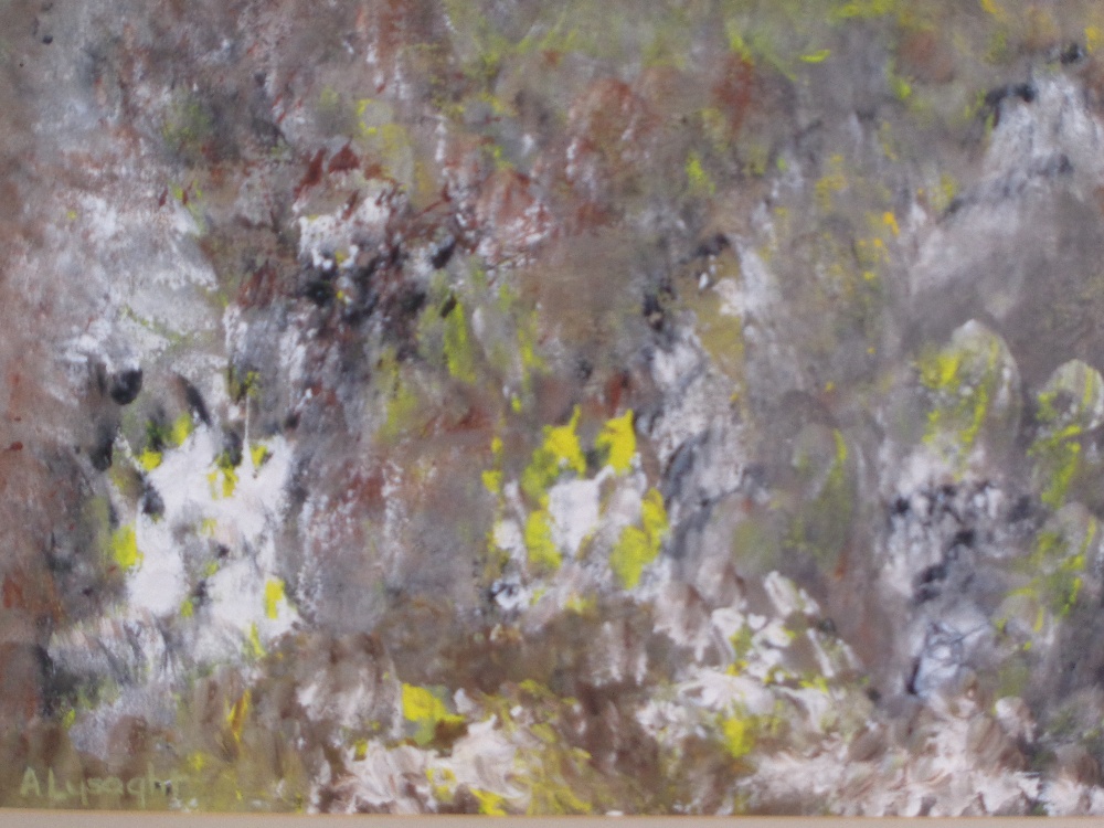 A LYSAGHT mixed media - in the style of Jackson Pollock, abstract scene AND a bundle of other