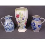 RADFORD floral painted vase, 31cms H, a 'Buchan of Scotland' stoneware jug and a similar German