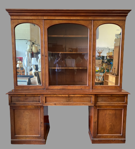 SECRETAIRE BOOKCASE - late Victorian mahogany and of very large proportions, the upper section