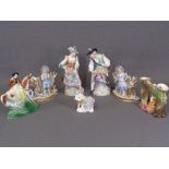 DRESDEN - a pair of farm worker boy and girl figures, 21cms H and other ornaments