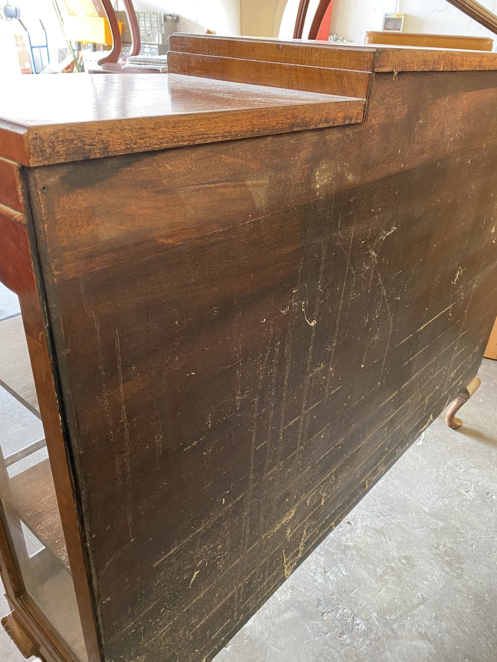 BURR WALNUT BOOKCASE - Queen Anne style with two glazed doors either side of a bow front, on - Image 6 of 6