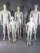 MANNEQUINS - retail or dressmakers, two males 189cms H, two females and two children, some with
