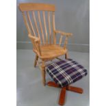 WINDSOR ELBOW CHAIR - modern, light coloured farmhouse style and a non-matching footstool