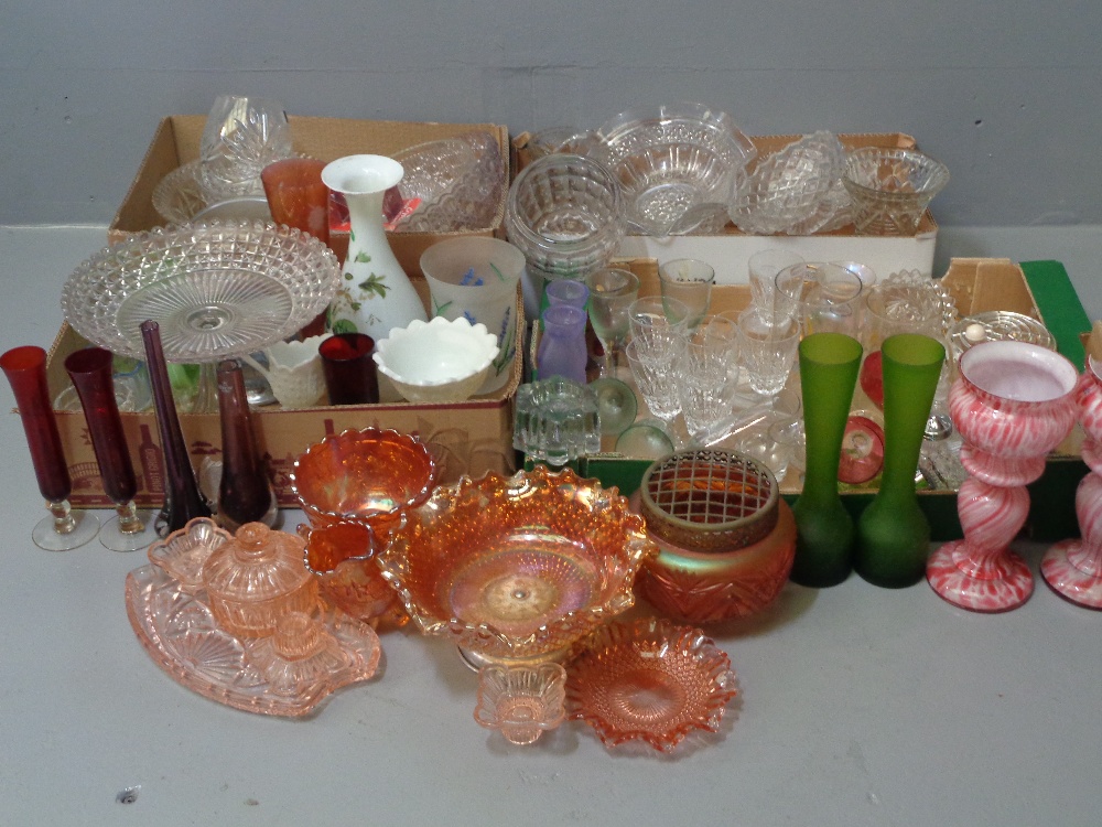 CARNIVAL GLASSWARE and a large assortment of other good, cut, milk...