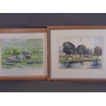 MAURICE A GREENWOOD watercolours, two - farmstead, titled 'Above Llanfairfechan', signed and dated