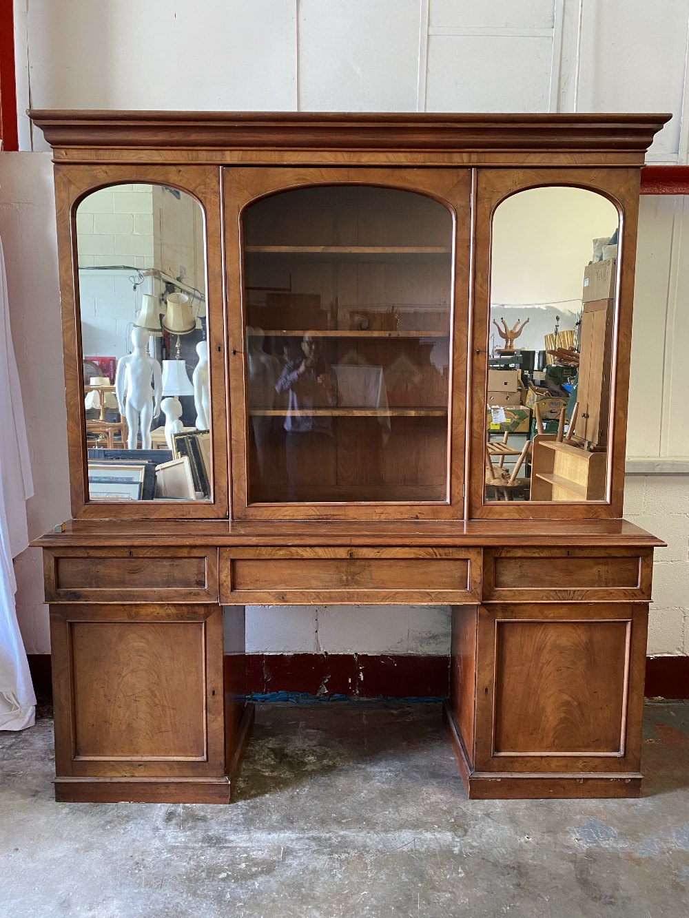 SECRETAIRE BOOKCASE - late Victorian mahogany and of very large proportions, the upper section - Image 2 of 7