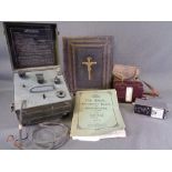 FAMILY BIBLE - 19th Century, leather bound, Pitman's text book, vintage voltage meters ETC