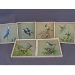 J F LANSDOWNE 1962 prints - set of six, various ornithological scenes, 25 x 25cms AND a very large