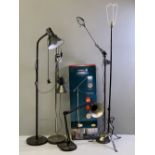 LIGHTING - modern standard adjustable lamps, anglepoise type table lamp, vintage rise and fall