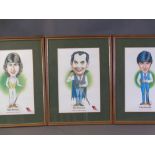 TRIST comical prints - snooker players, circa 1985, 'Embassy Snooker Celebrities - Ray Reardon, Tony