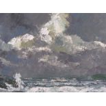 ALFRED BURGESS SHARROCKS oil on board - Anglesey coast under a grey sky, signed left hand side, 34.5