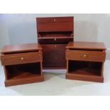 G-PLAN BEDSIDE CHESTS - single drawer, mahogany effect, 50cms H, 54cms W, 39cms D and a modern CD