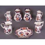 MASONS BLUE MANDALAY, an assortment (seven pieces) including pair of jugs and a pair of vases, 11.