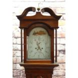 19TH CENTURY WELSH 8-DAY OAK LONGCASE CLOCK, Jno Evans, Newcastle Emlynn (sic), signed, painted 11