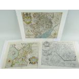 CHRISTOPHER SAXTON three antique maps of Glamorgan, c.1610 (uncoloured), Monmouth Shire, c.1610 (
