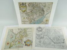 CHRISTOPHER SAXTON three antique maps of Glamorgan, c.1610 (uncoloured), Monmouth Shire, c.1610 (