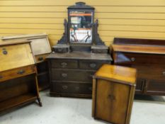 ASSORTED FURNITURE, including two early 20th Century oak bureaux, mahogany three drawer chest,