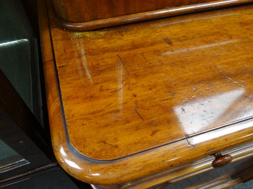 VICTORIAN WALNUT BOOKCASE, ogee cornice, glazed doors, adjustable shelves, two frieze drawers, - Image 11 of 16