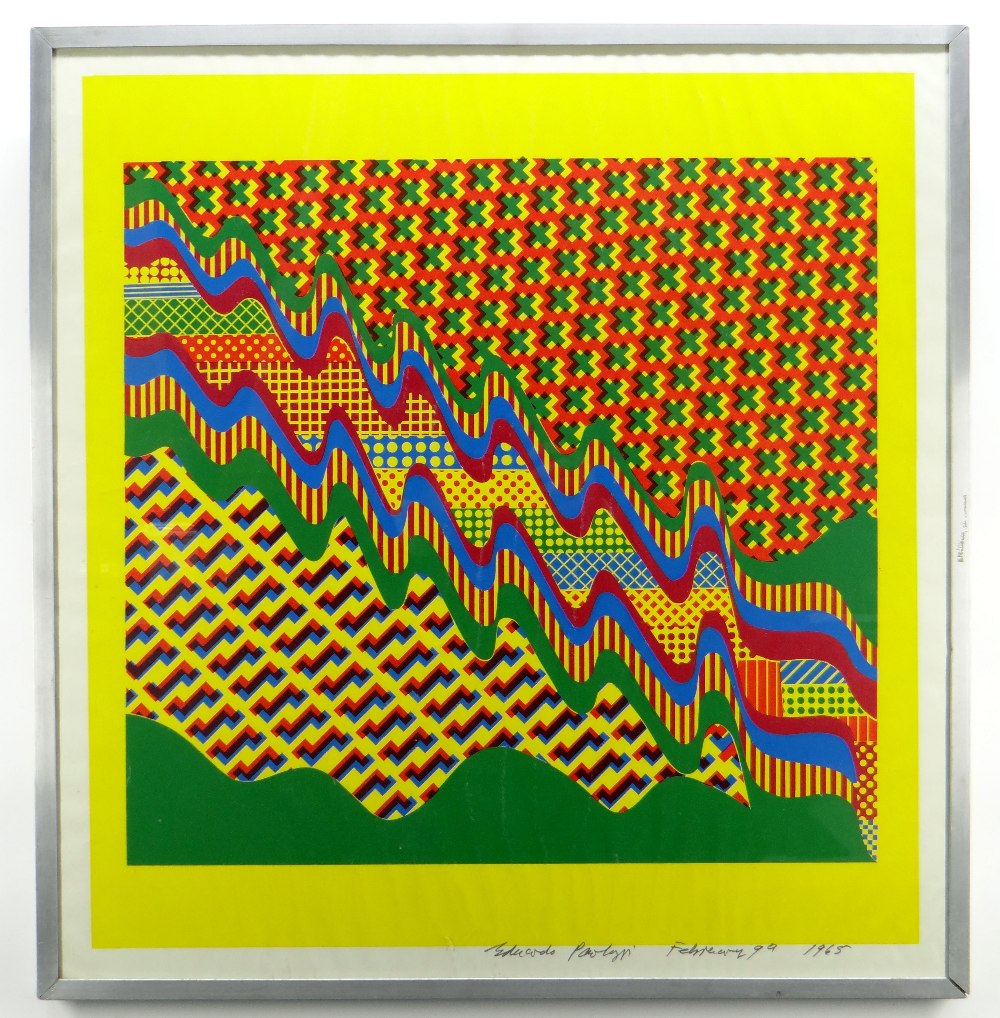 SIR EDUARDO PAOLOZZI screenprint - abstract, in yellow, green, red and blue, signed and dated in