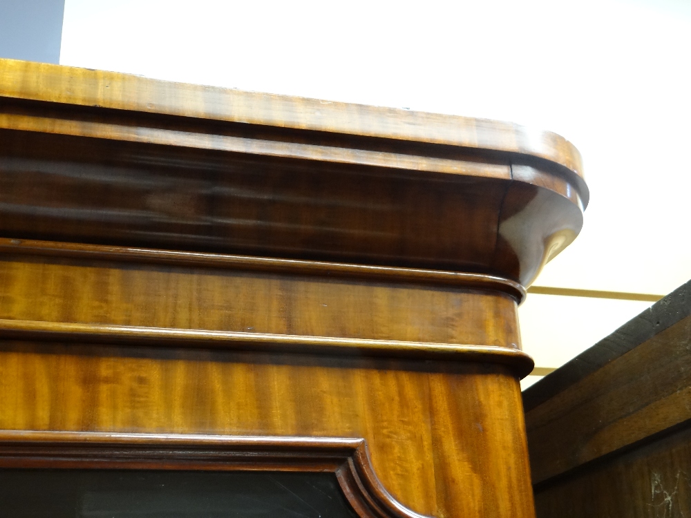 VICTORIAN WALNUT BOOKCASE, ogee cornice, glazed doors, adjustable shelves, two frieze drawers, - Image 5 of 16