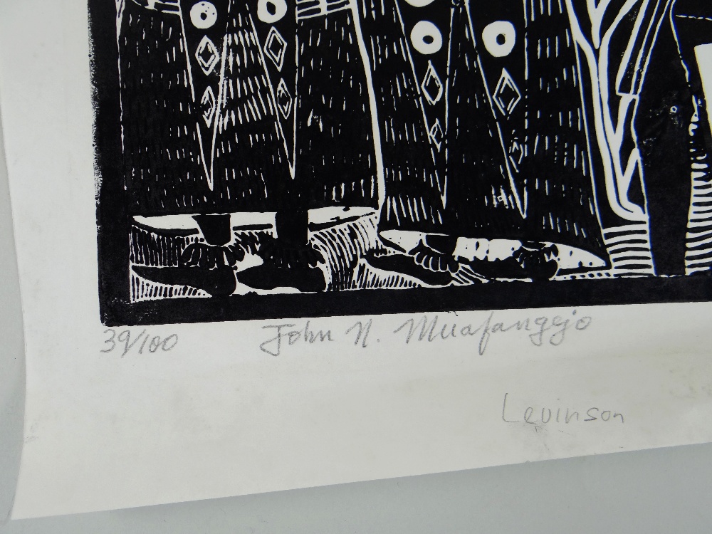 JOHN NDEVASIA MUAFANGEJO (Namibian, 1943-1987) limited edition (39/100) linocut on paper - A - Image 2 of 3