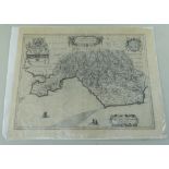 JOHANNE BLAEU uncoloured antique map of Glamorgan, c.164 7, 45 x 56cms, unframed