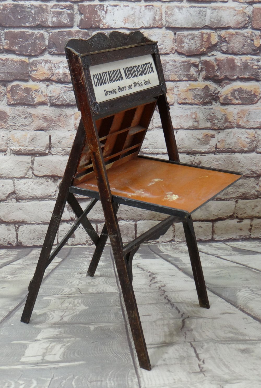 AMERICAN CHAUTAUQUA KINDERGARTEN DRAWING BOARD & WRITING DESK, early 20th century, with revolving - Image 4 of 6