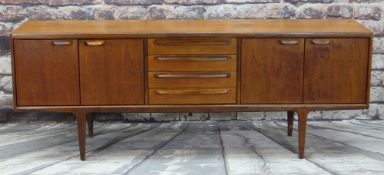 JOHN HERBERT FOR A.YOUNGER LTD.MID-CENTURY TEAK SIDEBOARD, fitted four central drawers flanked by