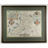 JOHN SPEED antique coloured map of 'Cardigan Shyre', (Bassett & Chiswell), 1610, 38 x 51cms,