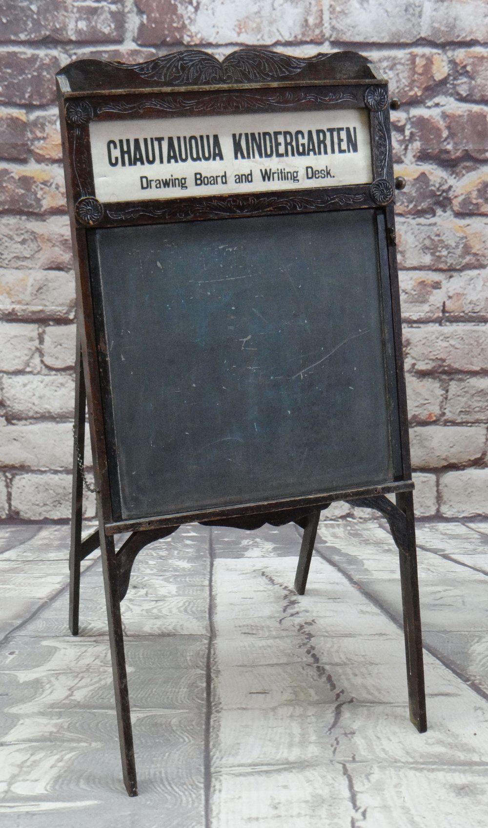 AMERICAN CHAUTAUQUA KINDERGARTEN DRAWING BOARD & WRITING DESK, early 20th century, with revolving - Image 3 of 6