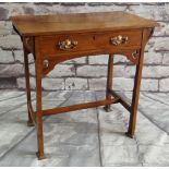 ARTS & CRAFTS WALNUT SIDE TABLE, fitted frieze drawer, H-stretcher, 76 x 45cms Condition Report: