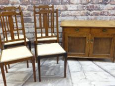 ASSORTED OCCASIONAL FURNITURE including set of four Edwardian crossbanded dining chairs and an oak
