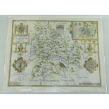 JOHN SPEED antique map of Breknoke (Sudbury & Humble) 1627, later coloured, 43 x 55cms, unframed