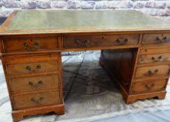 REPRODUCTION GEORGE III-STYLE PARTNERS DESK, leather inset top with slides, drawers and cupboards,